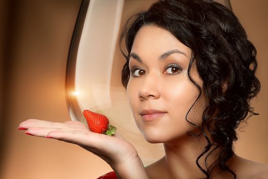 woman with strawberry