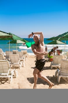 young man on the beach. Bulgaria, Black sea