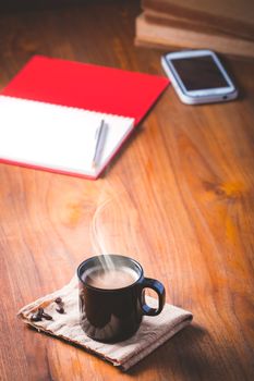 Coffee cup and coffee beans, vintage style