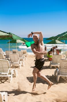 young man on the beach. Bulgaria, Black sea