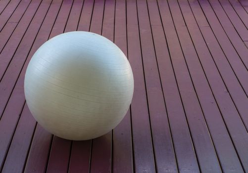White yoga ball in the resort