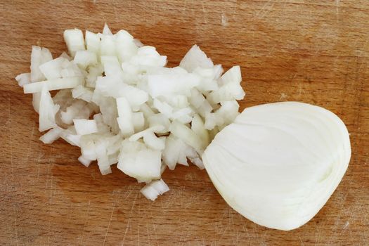 Detail of the diced vegetable - onion