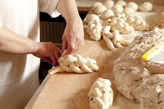 Baker Making Traditional Czech Chrismas Pastry Vanocka