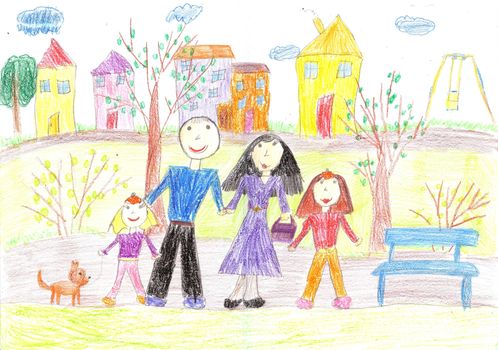 Child's drawing of family