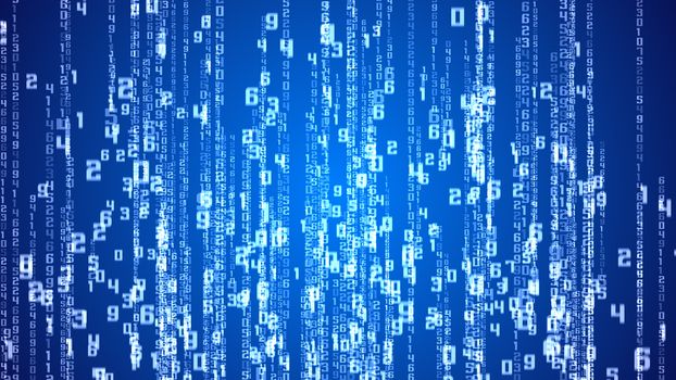 Digital Illustration of Matrix background on Blue.