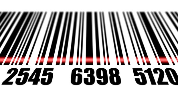 Barcode reading on white background. Depth of fields.