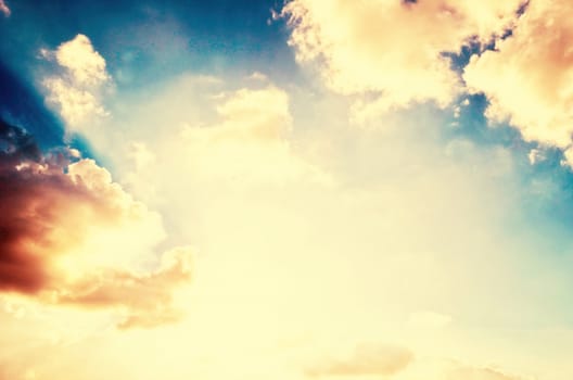 Vintage sky background with retro texture.