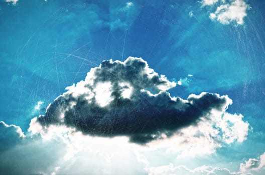 Vintage sky background with retro texture.