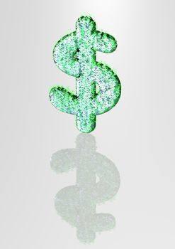 Currency sign the dollar made of a set of small dollars.