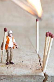 Miniature people in action in various situations