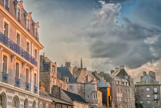 Medieval architecture of Saint Malo - France.