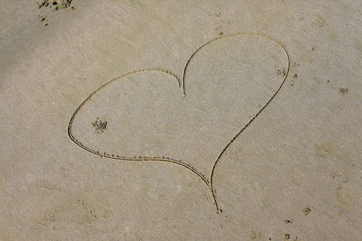 Heart on sand on beach