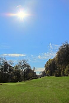 Beautiful landscape of golf course in Saint Saens, France