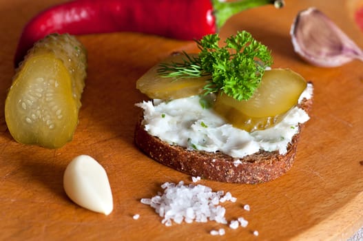 Lard spread with garlic, parsley and dill