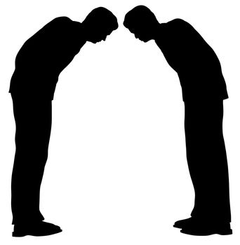 Illustration of two business men greeting one another