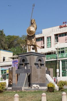 GONDAR, ETHIOPIA - NOVEMBER 26, 2014: Memorial of king Thewodros II on November 26, 2014 in Gondor, Ethiopia, Africa