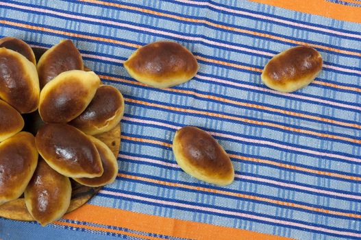 Homemade pastries (patties) on towel