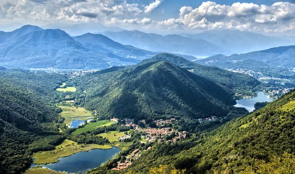 Pre-Alps and Valganna, landscape in summer afternoon