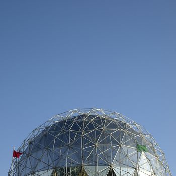 Large silver dome and blue sky