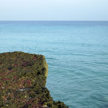 Porous sharp rocky ocean cliff