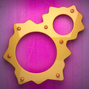 yellow metal and pink wood background