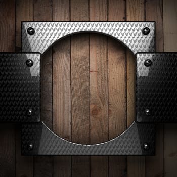 wooden background with metal element