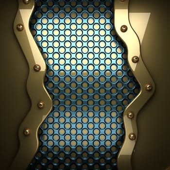 blue metal background with yellow element