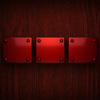 red pollished metal on wooden bachkround
