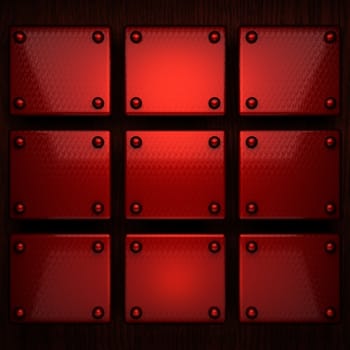 red pollished metal on wooden bachkround