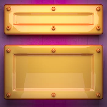 yellow metal and pink wood background