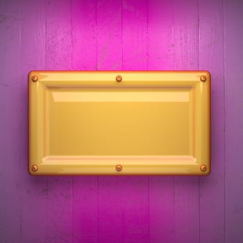 yellow metal and pink wood background