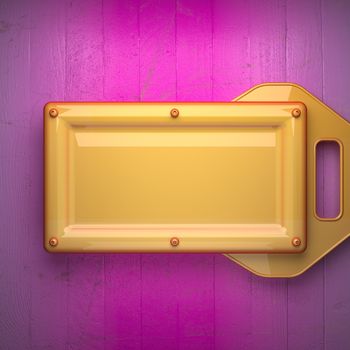 yellow metal and pink wood background