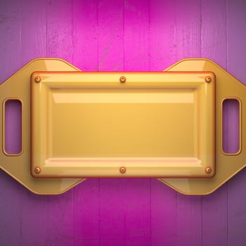 yellow metal and pink wood background