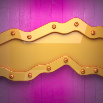 yellow metal and pink wood background