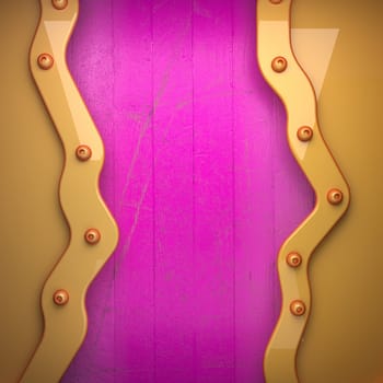 yellow metal and pink wood background
