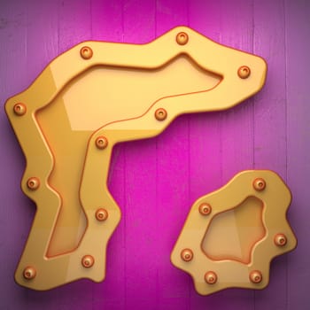 yellow metal and pink wood background