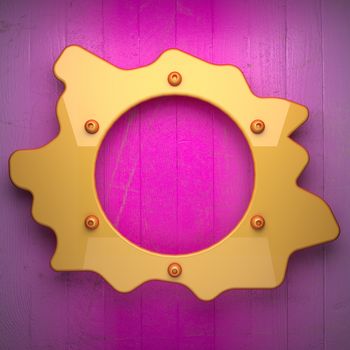 yellow metal and pink wood background