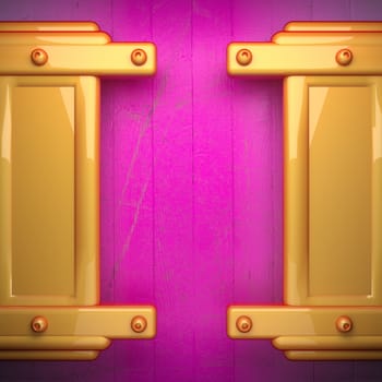 yellow metal and pink wood background