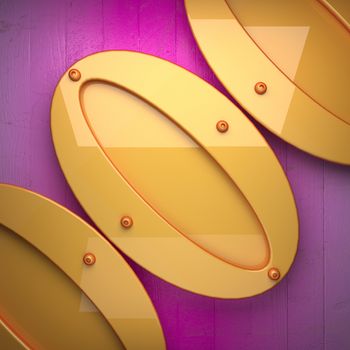 yellow metal and pink wood background