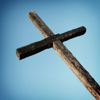 Closeup of the cross up on the hill in Ventura California.