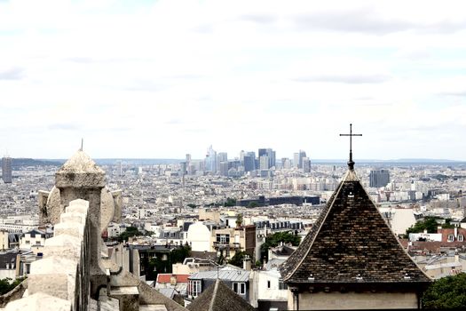 View of old and new Paris city - La Defense.