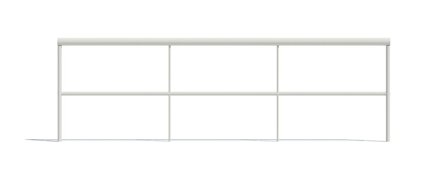 Three-dimensional white railing. Isolated on white background