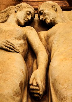 Detail of a more than 100 years old tomb dedicated to a married couple