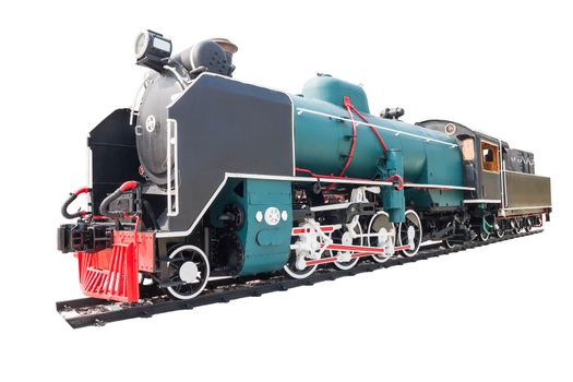 Steam locomotive isolated on white with clipping path