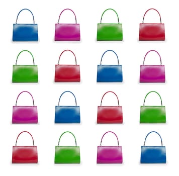 Female bags collection on white background