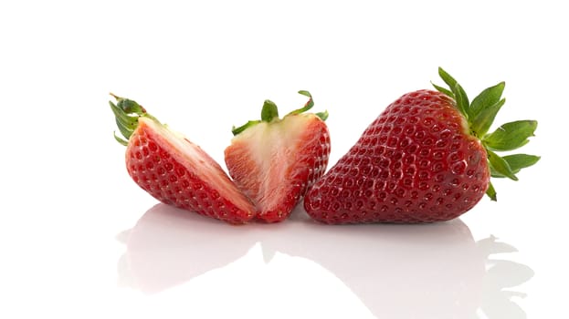 red strawberry fruit isolated on white background
