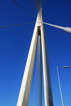 details of the new cable-stayed bridge over Sava river, central tower