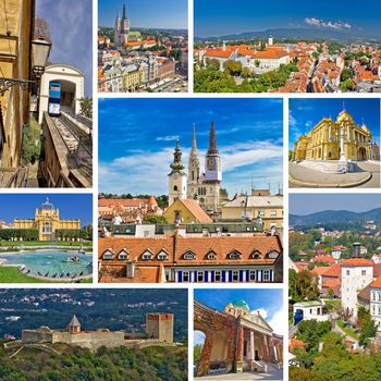 Famous landmarks of Zagreb collage, capital of Croatia