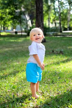 Happy Baby Boy at the Summer Park