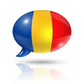 three dimensional Chad flag in a speech bubble isolated on white with clipping path